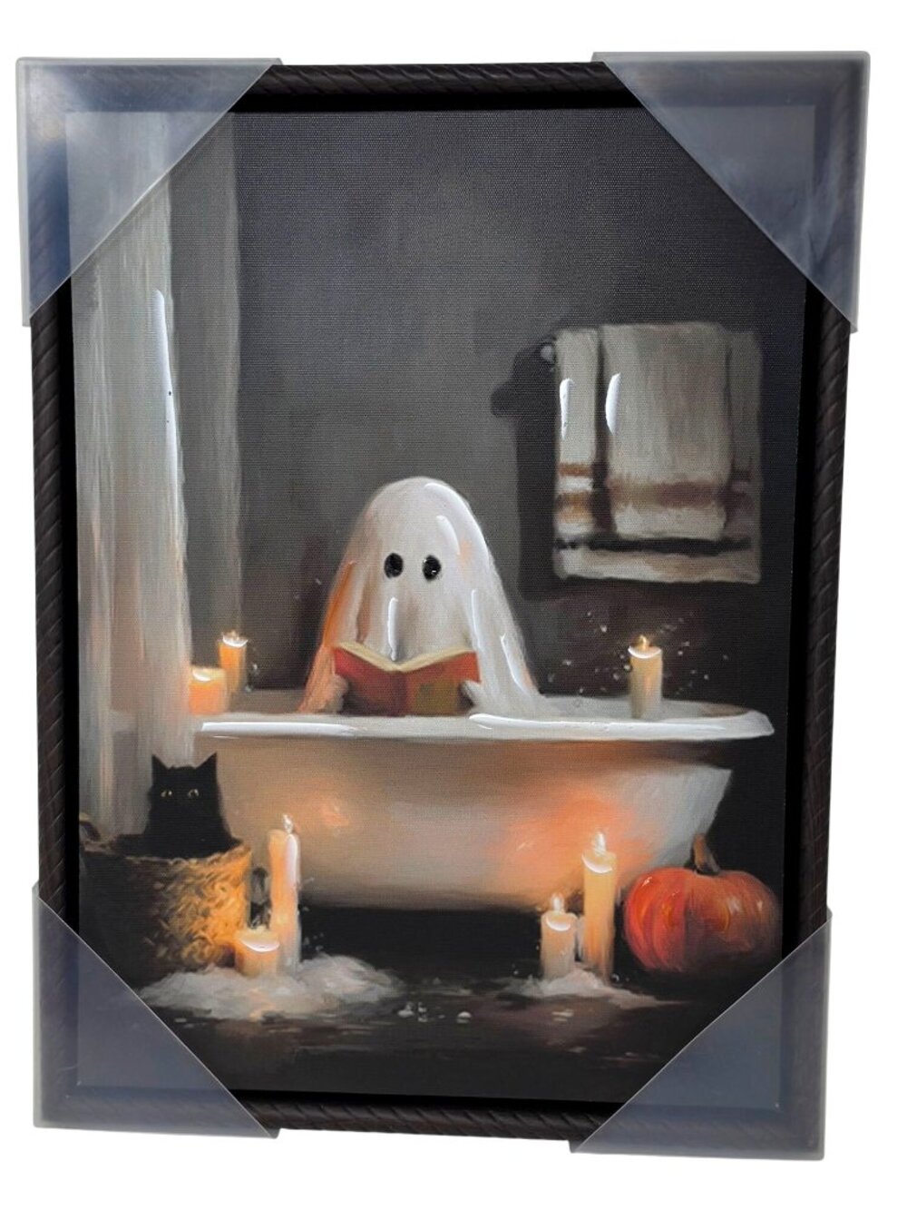 Halloween Ghost Candlelit Bath Book 12x16 Wall Art